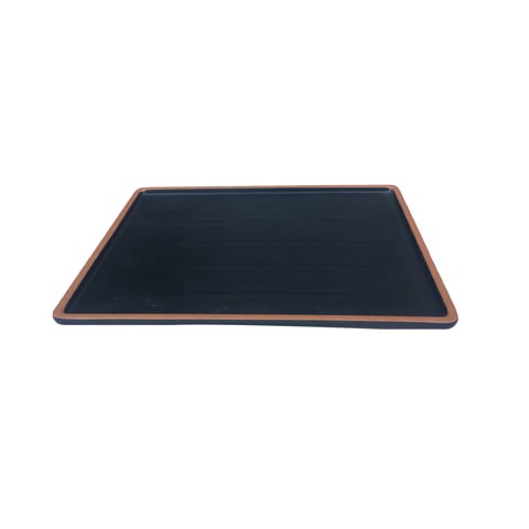 Inmiron Melamine Rectangle Tray with Brown Rim L31xW24.5xH2cm