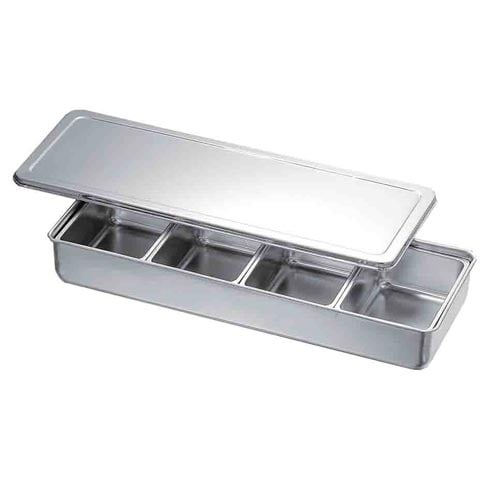 Koinu Stainless Steel 4-Compartment (4X1) Condiment Vat L32xW16xH6.5cm