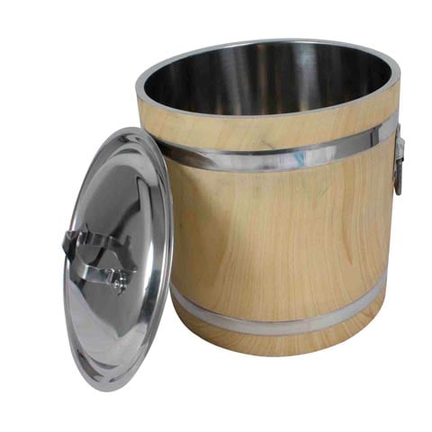 Stainless Steel Bean Curd Pail/Bucket With Lid Ø26xH26cm,10L