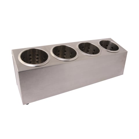 Stainless Steel 1x4 Compartment Flatware Organizer With Stainless Steel Cylinders W50.5xD15xH18cm,