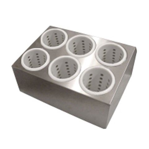 Stainless Steel 2x3 Compartment Flatware Organizer With Plastic Perforated Cylinders W38.5xD30.5xH20cm