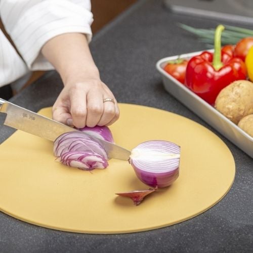 Asahi Elastomer D-Shape Cutting Board L24xW21.5xH0.5cm,Heat Resistant To 100°C, Cream