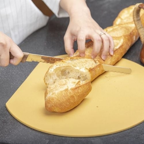 Asahi Elastomer D-Shape Cutting Board L24xW21.5xH0.5cm,Heat Resistant To 100°C, Cream