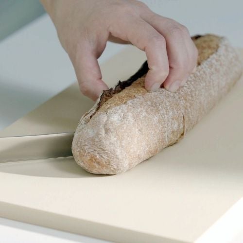 Asahi Elastomer Cutting Board L38xW21xH1.3cm,Heat Resistant To 100°C (Not Dishwashable), Cream
