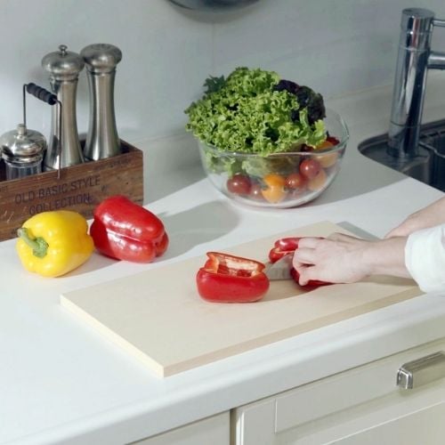 Asahi Elastomer Cutting Board L38xW21xH1.3cm,Heat Resistant To 100°C (Not Dishwashable), Cream