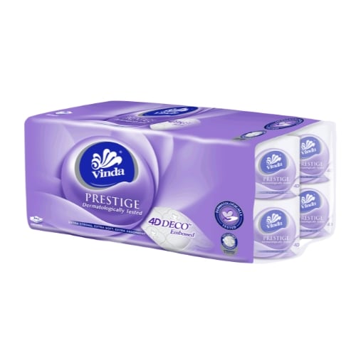 Vinda 3-Ply 4D Prestige Bathroom Tissue 200Sheets/Roll, 16Rolls/Packet, 4Pkts/Ctn