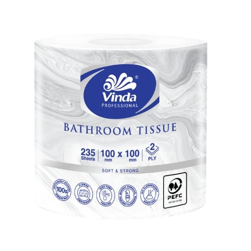 Vinda Ultra Soft Bathroom Tissue 2Ply With Artistic Embossment, 235M/Roll, 10Rolls/Packet, 6Pkts/Ctn