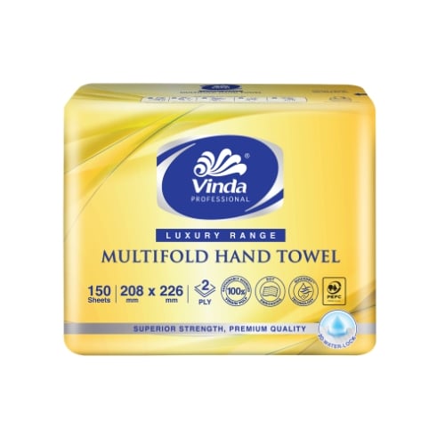 Vinda Pro 2-Ply Multi-Fold Hand Towel 150Sheets/Pkt, 20Pkts/Ctn