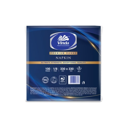 Vinda Pro 2-Ply 1/8-Fold Napkin 100Sheets/Pkt, 30Pkts/Ctn