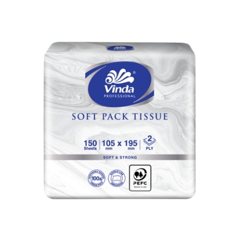 Vinda Pro 2-Ply Softpack Tissue 150Sheets/Pkt, 100Pkts/Ctn