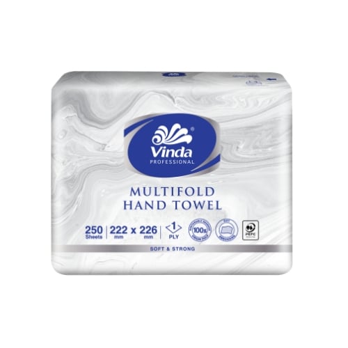 Vinda Pro 1-Ply Multi-Fold Hand Towel 250Sheets/Pkt, 16Pkts/Ctn