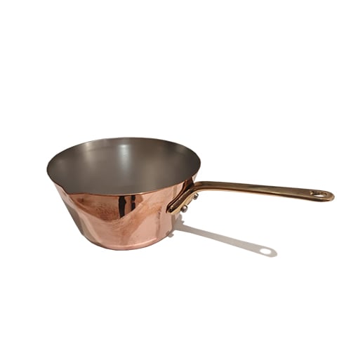 Mauviel Copper Splayed Saute Pan With Lid Ø9cm, Stainless Steel Interior With Bronze Handle