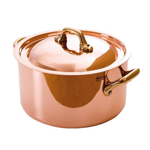 Mauviel Copper Round Stewpan With Lid & Bronze Handle (Stainless Steel Interior), Ø12xH7cm, 0.8L