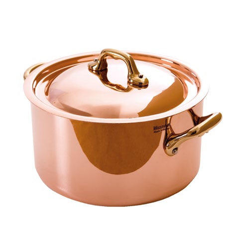 Mauviel Copper Round Stewpan With Lid & Bronze Handle (Stainless Steel Interior), Ø20xH10.5cm, 3.3L