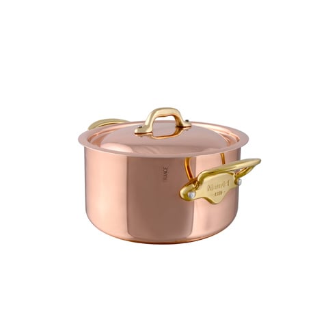 Mauviel Copper Round Stewpan With Lid & Bronze Handle (Stainless Steel Interior), Ø24xH11.5cm, 5.2L