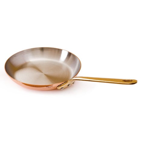 Mauviel Copper Round Frying Pan With Bronze Handle (Stainless Steel Interior), Ø20xH3cm