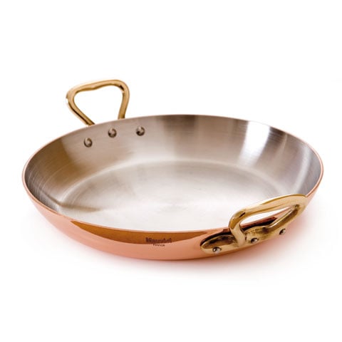 Mauviel Copper Round Paella Pan With Bronze Handle (Stainless Steel Interior), Ø16xH3cm