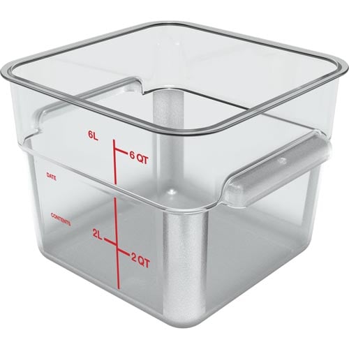 Carlisle PC Square Food Container L8.75xW8.75xH7.31", 6Qt, Clear