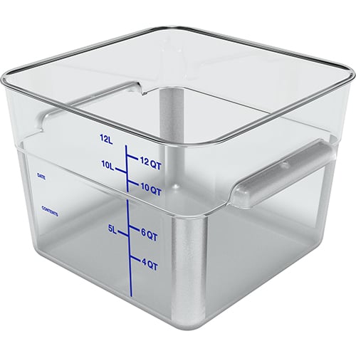 Carlisle PC Square Food Container L11.13xW11.13xH12.58", 12Qt, Clear