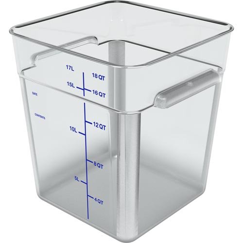 PC SQUARE FOOD CONTAINER L11.13xW11.13xH12.58", 18qt, CLEAR, CARLISLE