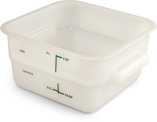 Carlisle PE Square Food Container L7.13xW7.13xH3.8", 2Qt, White