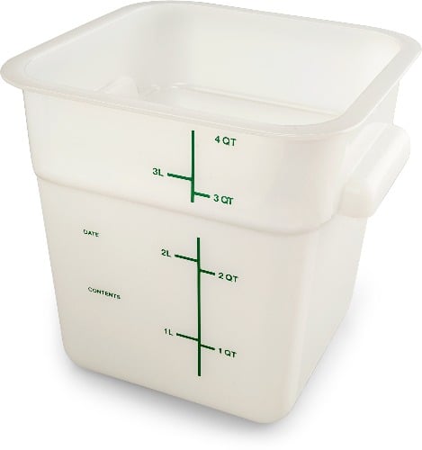 Carlisle PE Square Food Container L7.13xW7.13xH7.29", 4Qt, White