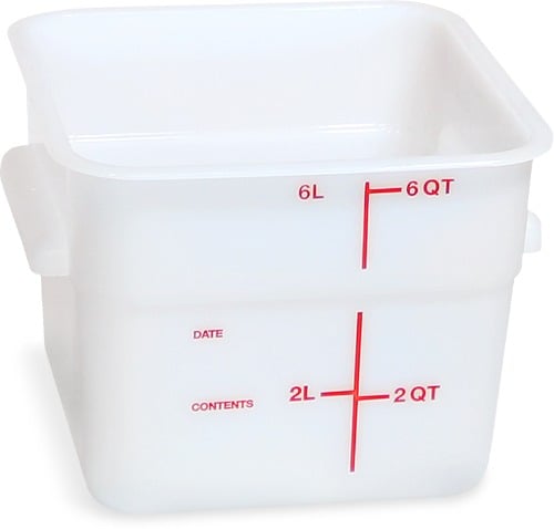 Carlisle PE Square Food Container L8.75xW8.75xH7.31", 6Qt, White