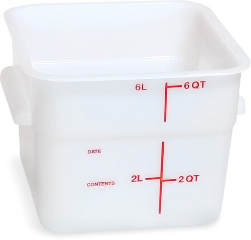 PE SQUARE FOOD CONTAINER L8.75xW8.75xH7.31", 6qt, WHITE, CARLISLE