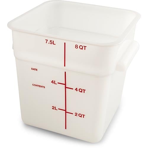 Carlisle PE Square Food Container L8.75xW8.75xH9", 8Qt, White