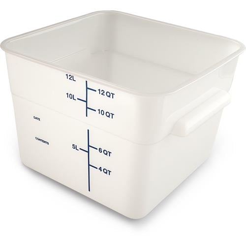 Carlisle PE Square Food Container L11.13xW11.13xH8.25", 12Qt, White