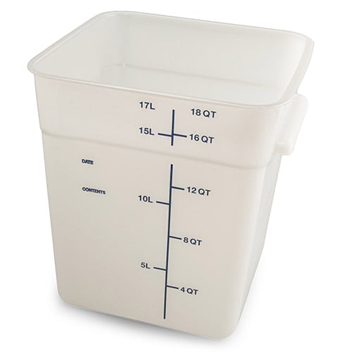 Carlisle PE Square Food Container L11.13xW11.13xH12.58", 18Qt, White