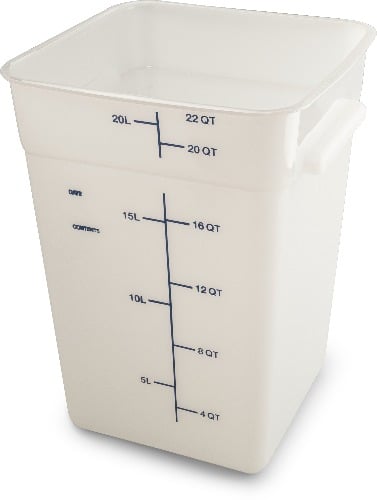 PE SQUARE FOOD CONTAINER L11.13xW11.13xH15.72", 22qt, WHITE, CARLISLE