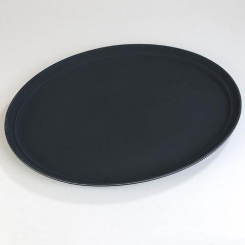 Carlisle Oval Non-Slip Grip Tray, 29X24", Black, True Basics