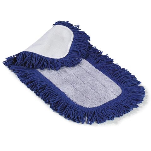 Carlisle Microfiber Dry Mop Pad, Looped Fringe 24", Blue