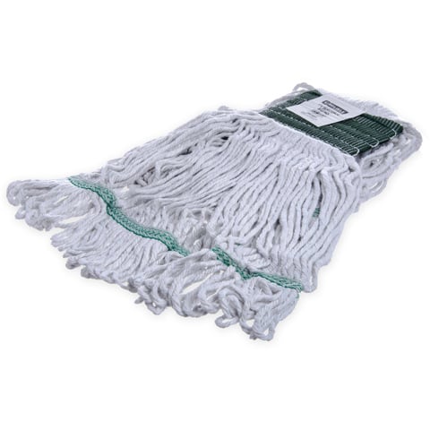 Carlisle 4-Ply Medium Green Band Synthetic Cotton Looped-End Mop ,White