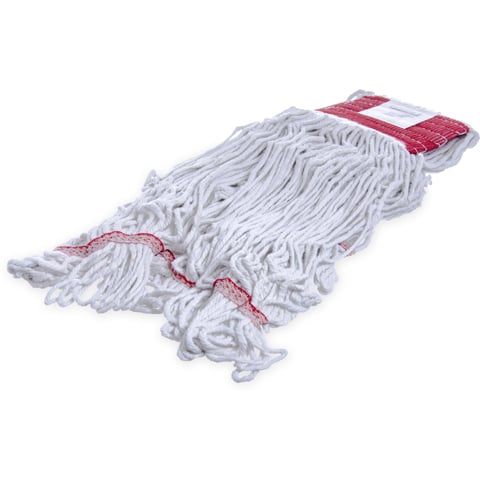 Carlisle 4-Ply Large Red Band Synthetic Cotton Looped-End Mop, L18", White