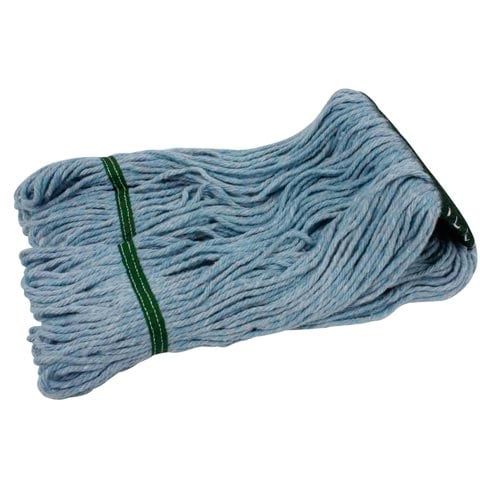 Carlisle 4-Ply Medium Green Band Synthetic Cotton Looped-End Mop, Blue