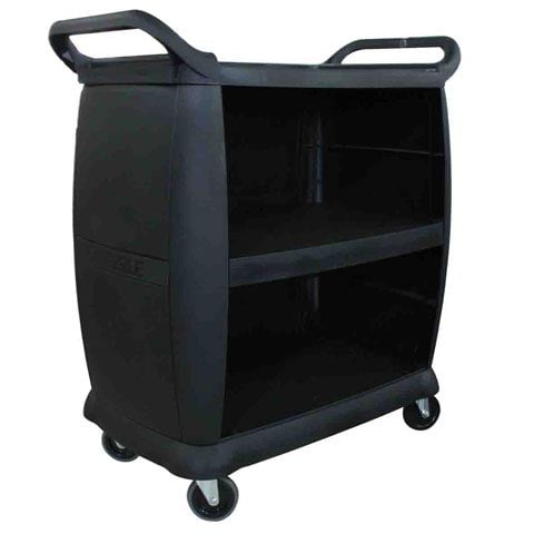Carlisle Bussing Cart With Panels L92xW45.7xH96.6cm, Black