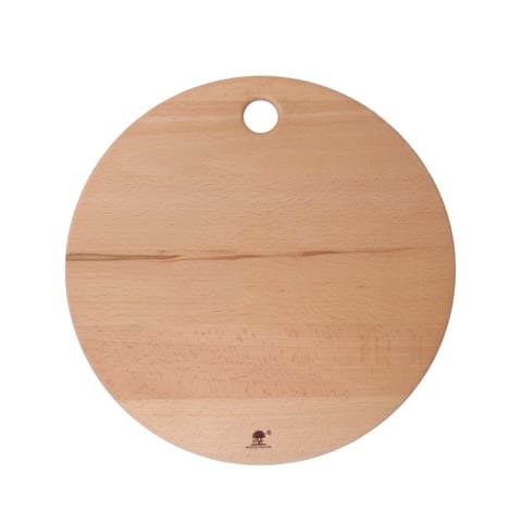 Mye Wooden Tavola Round Serving Board with Hole Handle, Beech-Oiled, Ø35xH1.5cm