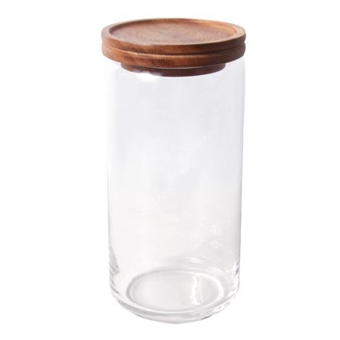 Mye Round Glass Jar with Acacia Wood Lid, 1000ml (L), Ø9xH19.4cm