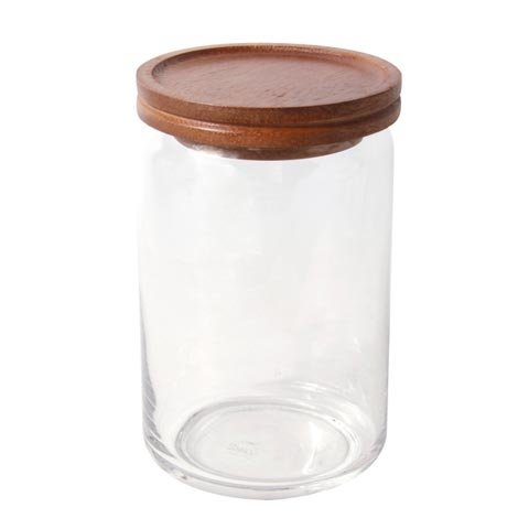 ROUND GLASS JAR with ACACIA WOOD LID