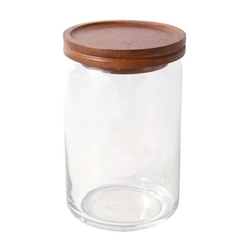 Mye Round Glass Jar with Acacia Wood Lid, 750ml (M), Ø9xH15cm