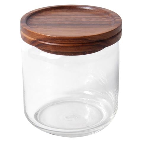 ROUND GLASS JAR with ACACIA WOOD LID