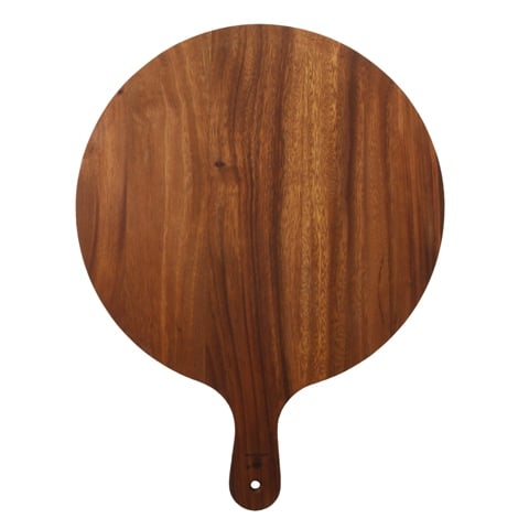 Mye Tablet Wooden Round Pizza Board with Handle, Acacia-Oiled, Ø38xL50.5xH1cm