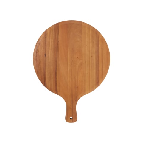 Mye Tablet Wooden Round Pizza Board with Handle, Acacia-Oiled, Ø30xL40xH2cm