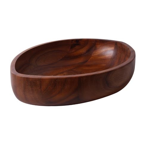 Mye Wooden Leaf Salad Bowl, Acacia-Lacquered, L33xW25xH7cm