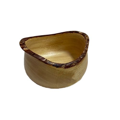 Mye Wooden Oval Salad Bowl, Acacia-Laquered, L15xW15xH10cm, Small, Edge
