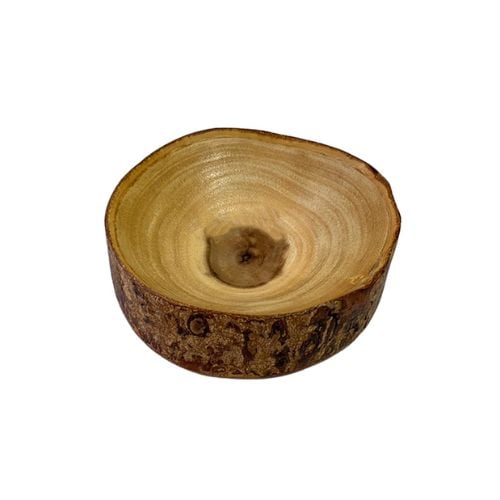 Mye Wooden Round Salad Bowl, Acacia-Laquered, Ø15xH5cm, Small, Edge