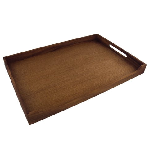 Mye Acacia-Lacquered Wooden Large Rectangle Serving Tray with Cut Handle L60xW40xH5.5 cm