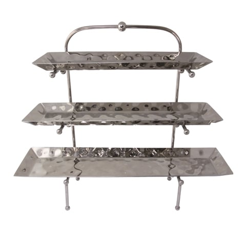 Stainless Steel 3-Tier Display Stand, Hammer Finish